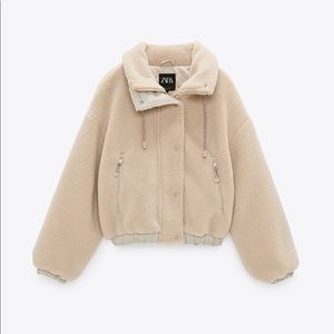 ZARA Cropped Faux Shearling Jacket